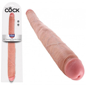 Realistic double king cock 16 tapered double dildo flesh