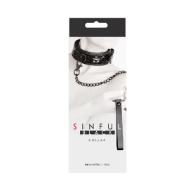 Bondage collar with chain leash fetish sinful black