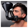 Bondage mask with funnel fetish gag bite