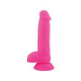 Realistic Phallus Dildo Vaginal with Silicone Suction Testicles Rod Large Pink