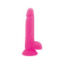 Dildo Fallo realistico Vaginale con testicoli  ventosa in silicone rod Slim Pink