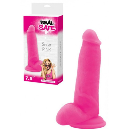 Realistic Dildo Phallus Vaginal with Testicles Suction Suction Squad Pink 7.5