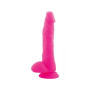 Realistic Phallus Dildo Vaginal with Silicone Suction Testicles Stocky Long Pink 9.5