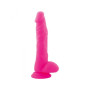 Realistic Phallus Dildo Vaginal with Silicone Suction Testicles Stocky Long Pink 9.5
