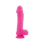 Realistic Phallus Dildo Vaginal with Silicone Suction Testicles Berry long Pink 9.5