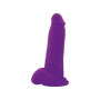 Realistic phallus dildo Vaginal with suction testicles silicone squad purple