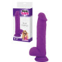 Realistic Phallus Dildo Vaginal with Silicone Suction Testicles Brush Purple