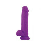 Realistic Phallus Dildo Vaginal with Silicone Suction Testicles Brush Purple