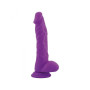 Realistico dildo fallo Vaginale con testicoli ventosa in silicone Stocky long purple