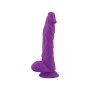 Realistico dildo fallo Vaginale con testicoli ventosa in silicone Stocky long purple