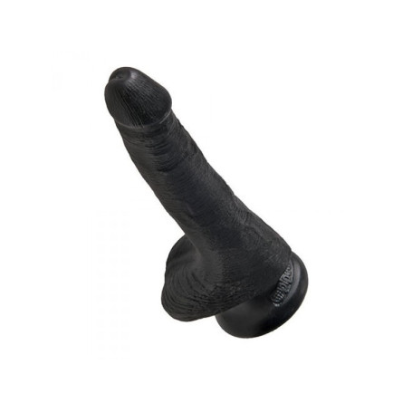 Black phallus king cock realistic vaginal dildo with 6 cock testicles