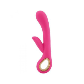 Double vaginal vibrator with clitoral stimulator vibrating phallus pink dildo