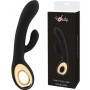 Double black rabbit vibrator with silicone clitoral stimulator and rechargeable vibrating dildo