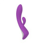 Double Vibrator Rabbit Dildo Vibrating Vaginal Silicone Waterproof Rechargeable Move Purple