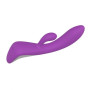 Double Vibrator Rabbit Dildo Vibrating Vaginal Silicone Waterproof Rechargeable Move Purple