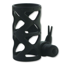 Phallic ring with vibrating sheath with vaginal clitoral stimulator sex toys couple