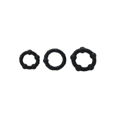 Kit phallic ring 3pcs against premature ejaculation sex toys black black cockring