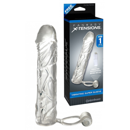 Phallic sheath extension for penis with vibrating phallic ring against premature ejaculation