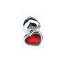 Anal Mini Metal Steel Dildo Plug with Jewel Heart Stone Red Red Phallus Anal Butt