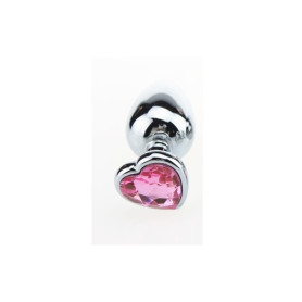 Fallo  anale in metallo acciaio dildo grande con pietra gioiello cuore rosa pink plug maxi anal butt