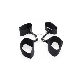 Constrictive easy arms restraint black anklets and handcuffs fetish bondage bdsm set restriant