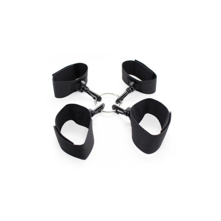 Constrictive easy arms restraint black anklets and handcuffs fetish bondage bdsm set restriant
