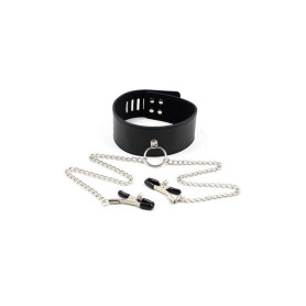 Collare con morsetti pinze per capezzoli leash nipple black nipple clamps fetish bondage