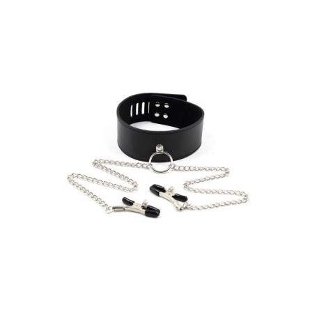 Collare con morsetti pinze per capezzoli leash nipple black nipple clamps fetish bondage