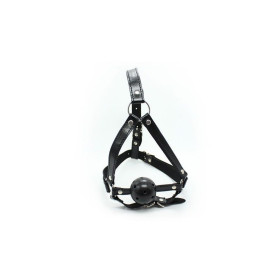 Face harness with bite head harness ball gag fetish bondage black constrictive black