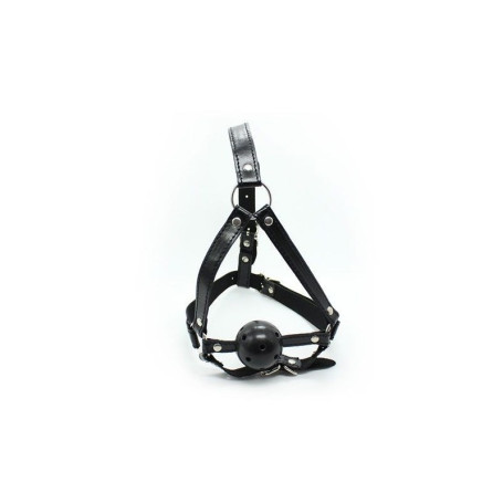 Face harness with bite head harness ball gag fetish bondage black constrictive black